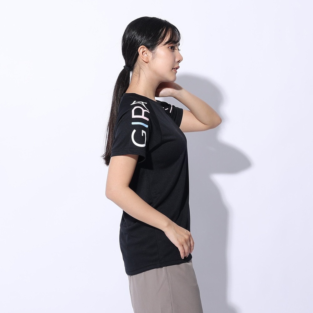 ジローム（GIRAUDM）（レディース）ドライプラス プリントメッシュ Tシャツ CT4S0056-TR864-GRCD BLK