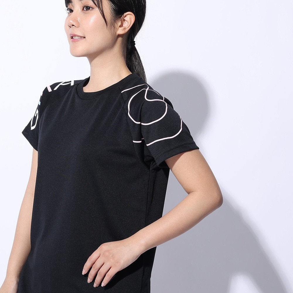ジローム（GIRAUDM）（レディース）ドライプラス プリントメッシュ Tシャツ CT4S0056-TR864-GRCD BLK