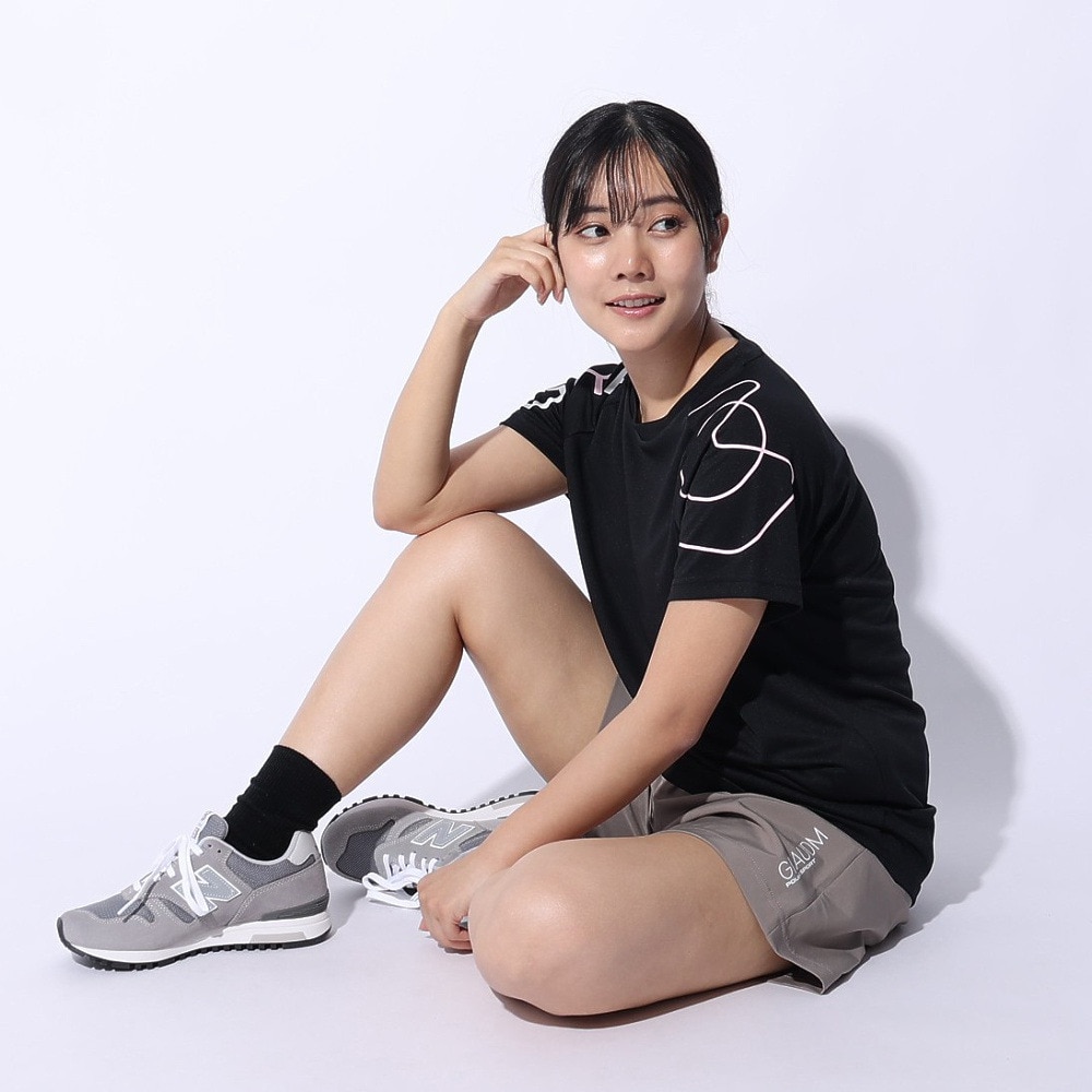 ジローム（GIRAUDM）（レディース）ドライプラス プリントメッシュ Tシャツ CT4S0056-TR864-GRCD BLK