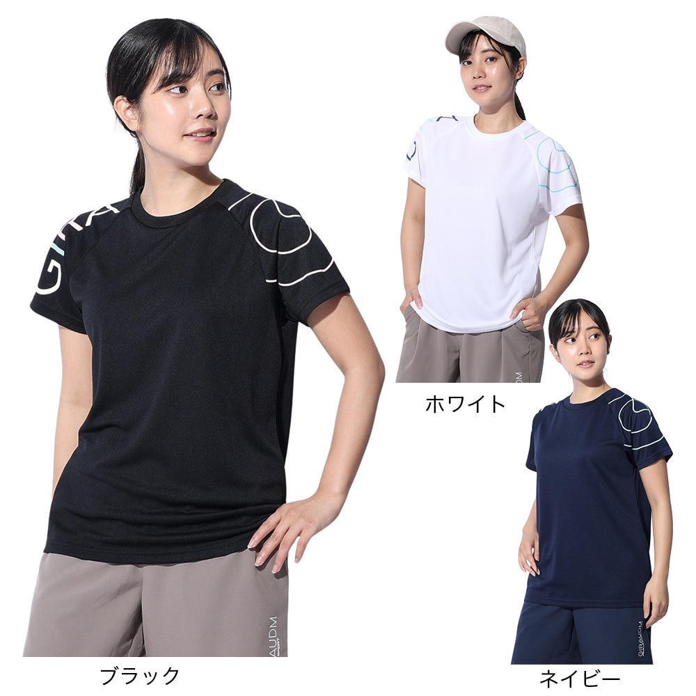 ジローム（GIRAUDM）（レディース）ドライプラス プリントメッシュ Tシャツ CT4S0056-TR864-GRCD BLK