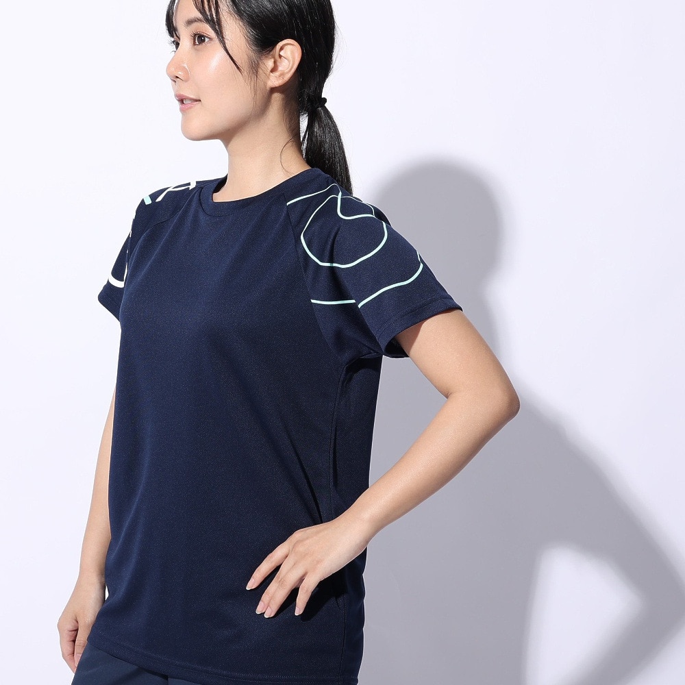 ジローム（GIRAUDM）（レディース）ドライプラス プリントメッシュ Tシャツ CT4S0056-TR864-GRCD NVY
