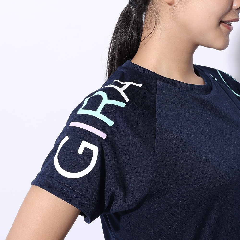 ジローム（GIRAUDM）（レディース）ドライプラス プリントメッシュ Tシャツ CT4S0056-TR864-GRCD NVY