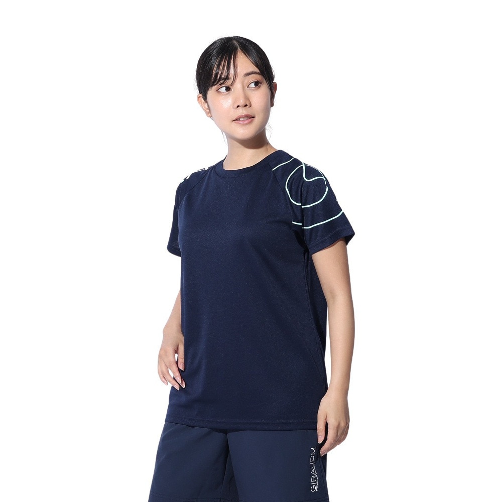 ジローム（GIRAUDM）（レディース）ドライプラス プリントメッシュ Tシャツ CT4S0056-TR864-GRCD NVY