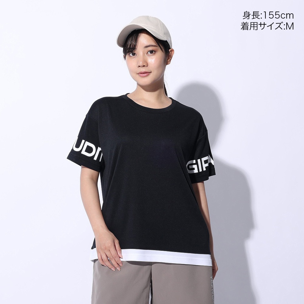 ジローム（GIRAUDM）（レディース）ドライプラス プリントメッシュ Tシャツ CT4S0057-TR864-GRCD BLK