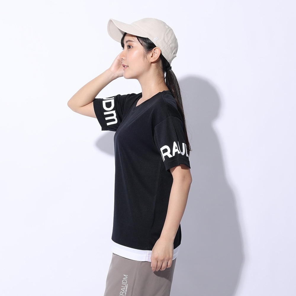 ジローム（GIRAUDM）（レディース）ドライプラス プリントメッシュ Tシャツ CT4S0057-TR864-GRCD BLK