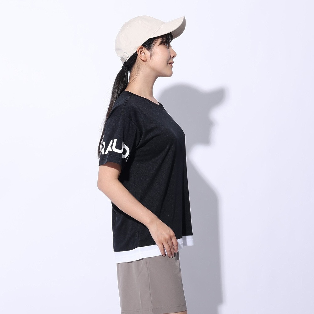 ジローム（GIRAUDM）（レディース）ドライプラス プリントメッシュ Tシャツ CT4S0057-TR864-GRCD BLK