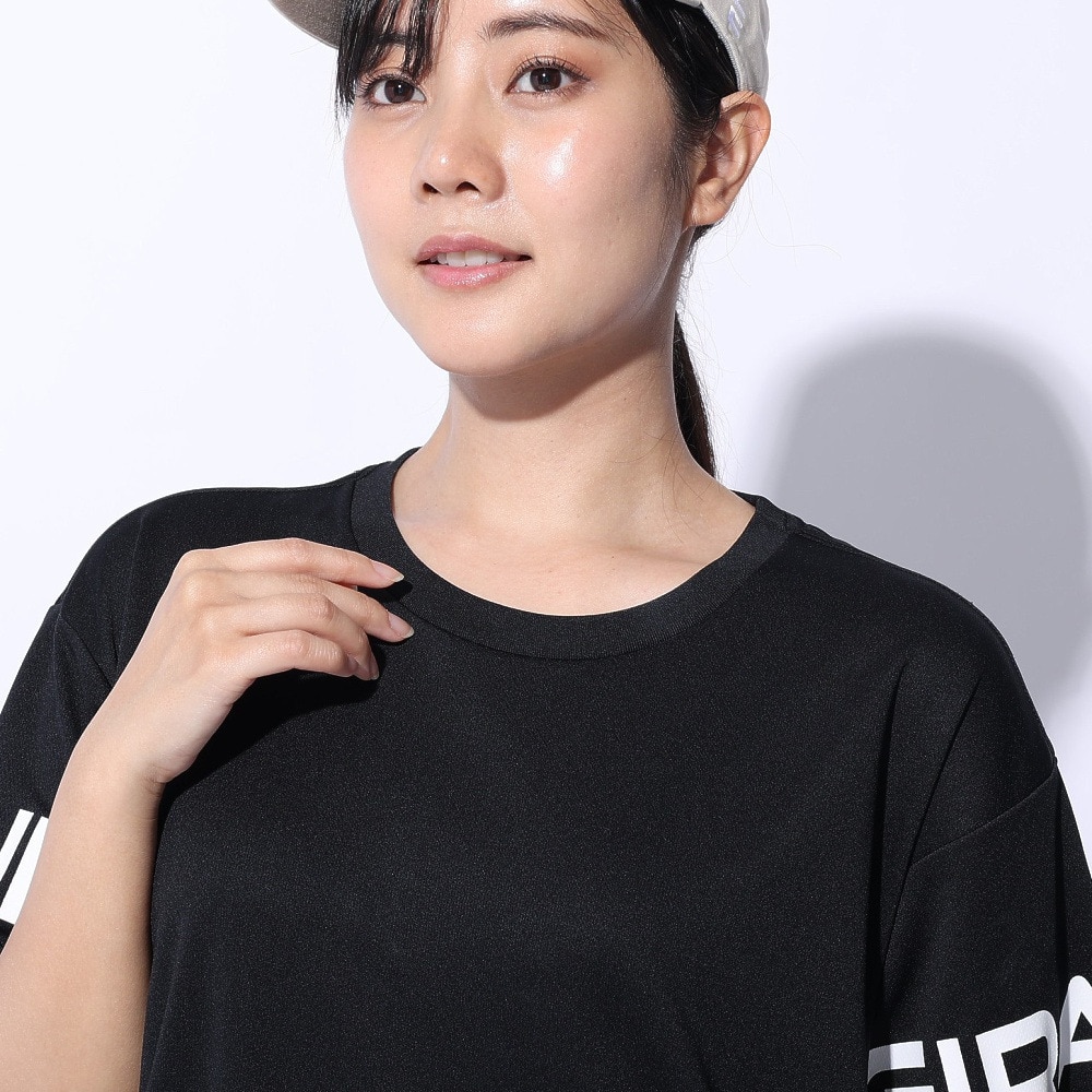 ジローム（GIRAUDM）（レディース）ドライプラス プリントメッシュ Tシャツ CT4S0057-TR864-GRCD BLK