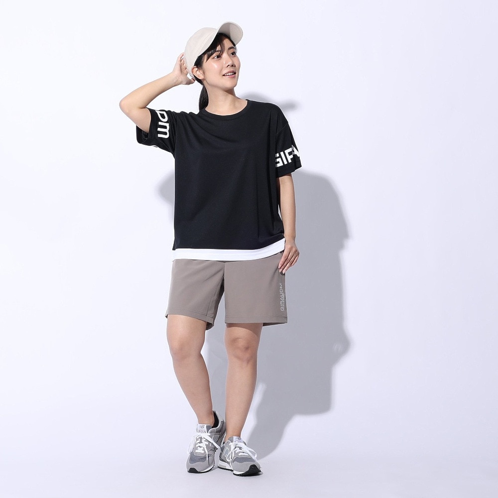 ジローム（GIRAUDM）（レディース）ドライプラス プリントメッシュ Tシャツ CT4S0057-TR864-GRCD BLK