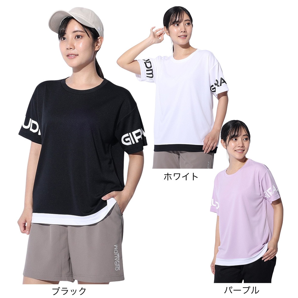 ジローム（GIRAUDM）（レディース）ドライプラス プリントメッシュ Tシャツ CT4S0057-TR864-GRCD WHT