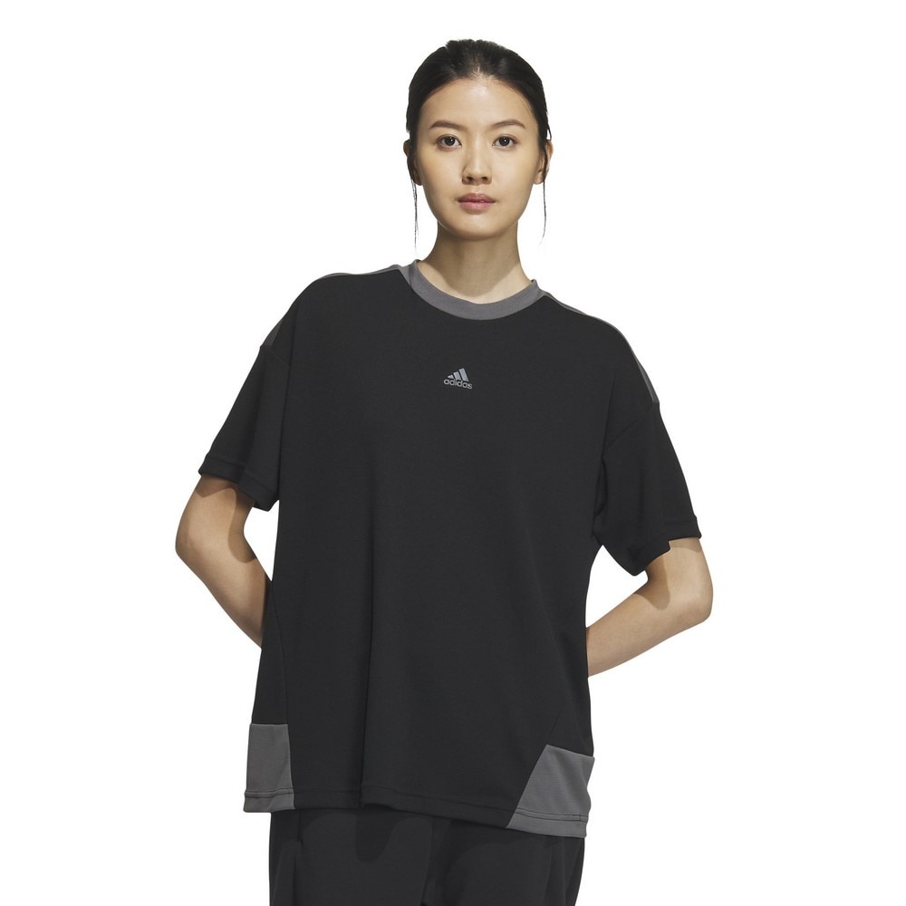 アディダス（adidas）（レディース）シーズナル スポーツウェア ルーズフィット カラーブロック 半袖Tシャツ JSY14-IM8728