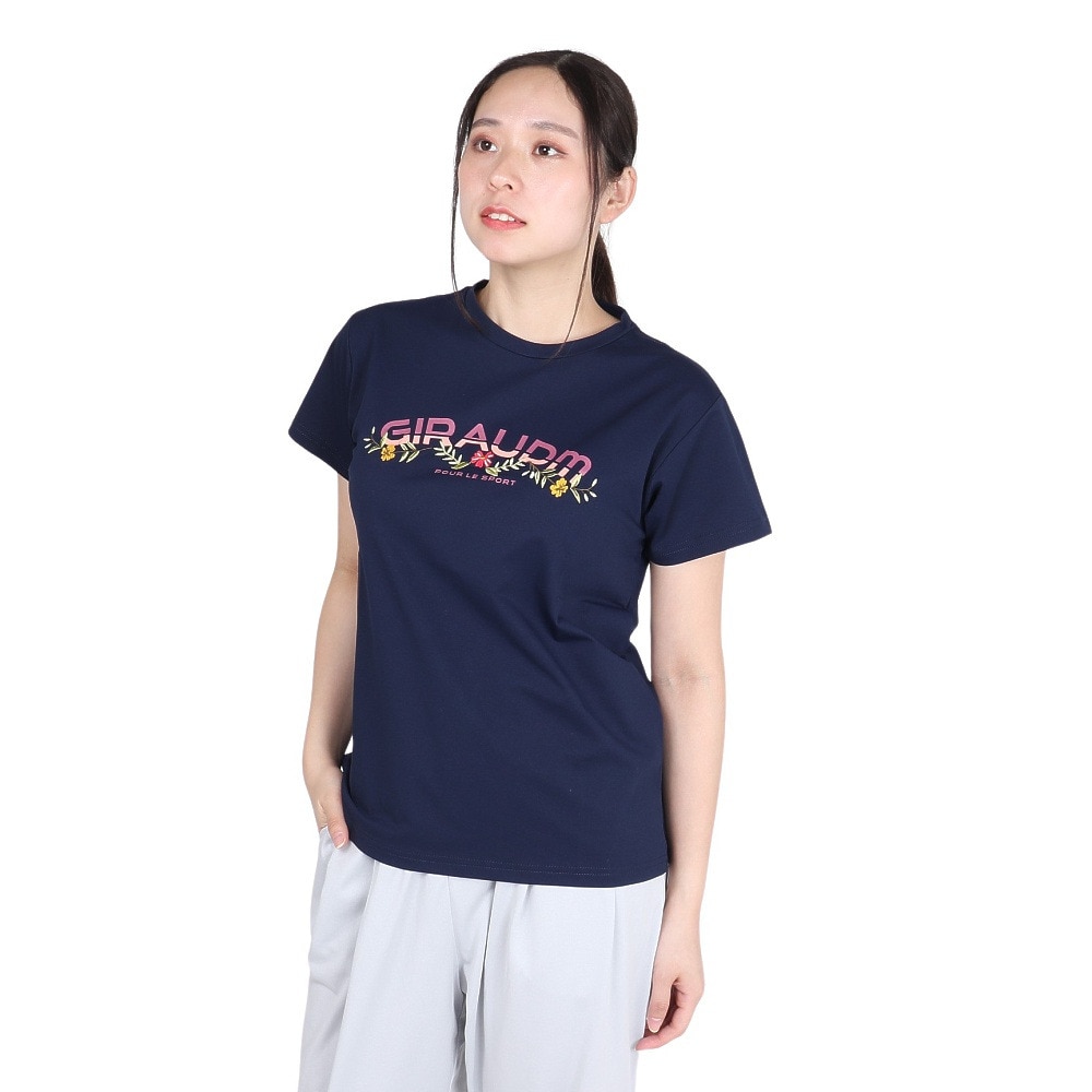 ジローム（GIRAUDM）（レディース）ドライプラス ジャージー プリント 半袖Tシャツ CT4S0094-TR864-GRCD NVY