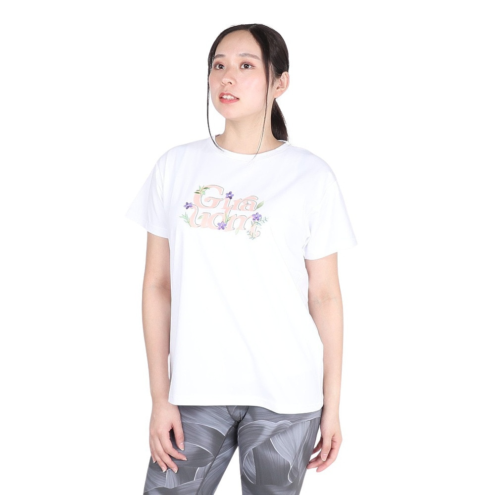 ジローム（GIRAUDM）（レディース）ドライプラス ジャージー プリント 半袖Tシャツ CT4S0095-TR864-GRCD WHT