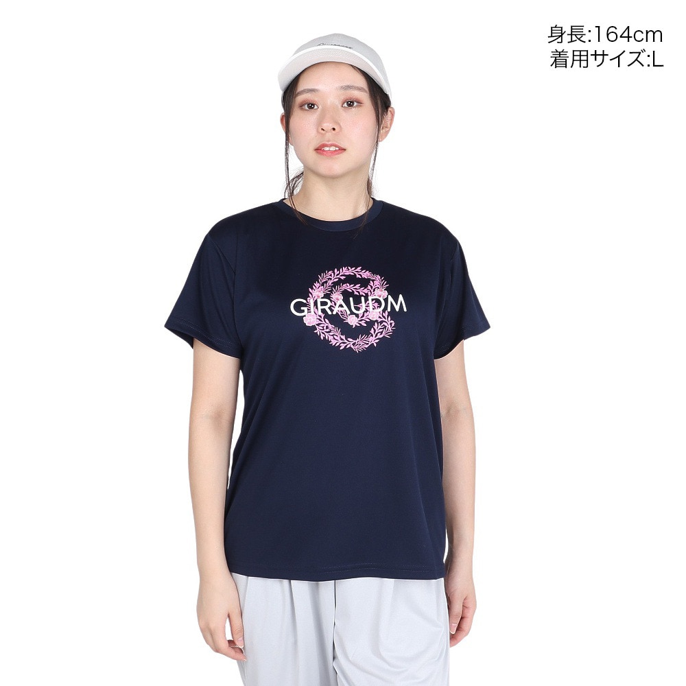 ジローム（GIRAUDM）（レディース）ドライプラス プリント メッシュ 半袖Tシャツ CT4S0096-TR864-GRCD NVY
