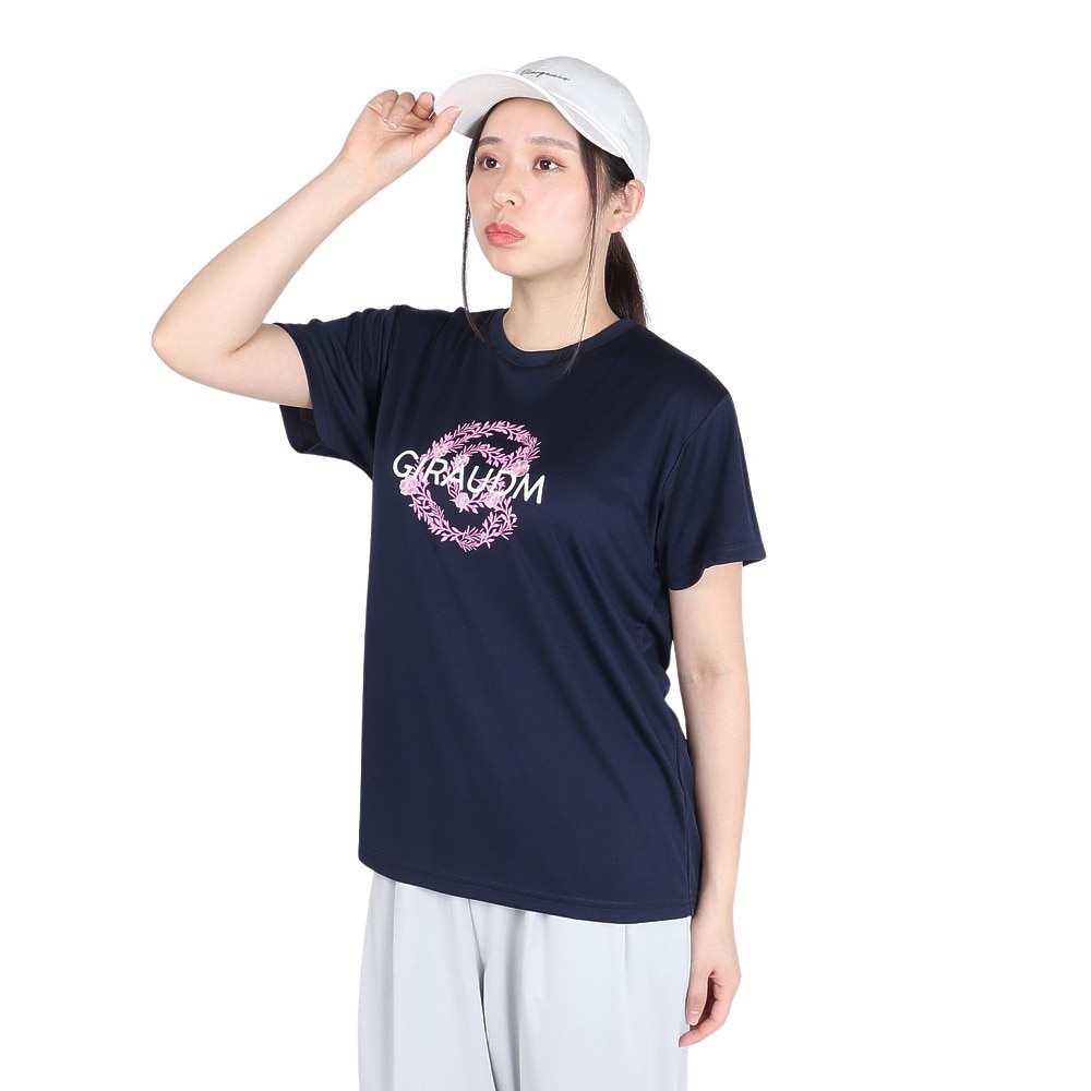 ジローム（GIRAUDM）（レディース）ドライプラス プリント メッシュ 半袖Tシャツ CT4S0096-TR864-GRCD NVY