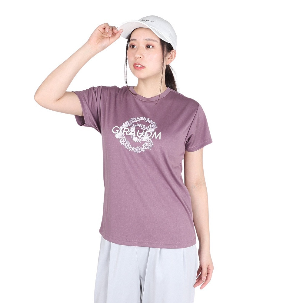 ジローム（GIRAUDM）（レディース）ドライプラス プリント メッシュ 半袖Tシャツ CT4S0096-TR864-GRCD PUL