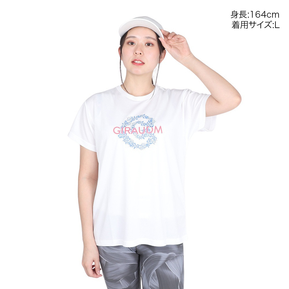 ジローム（GIRAUDM）（レディース）ドライプラス プリント メッシュ 半袖Tシャツ CT4S0096-TR864-GRCD WHT