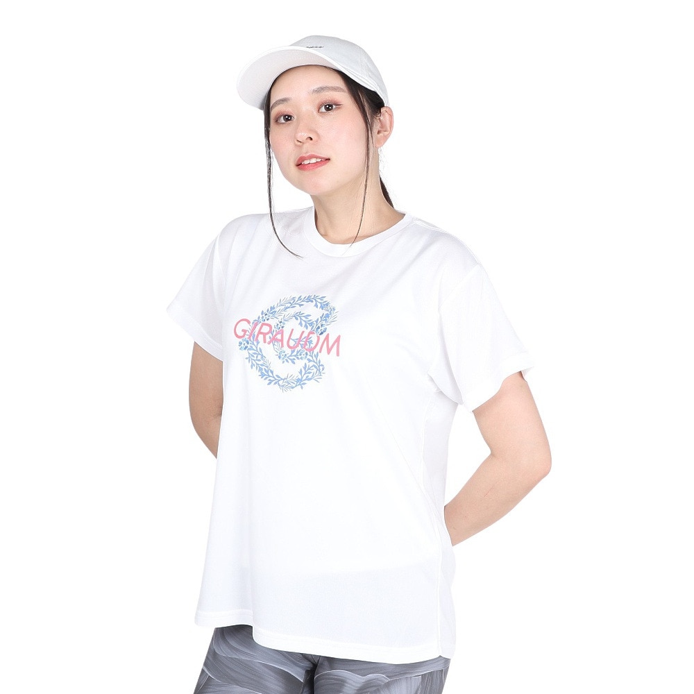 ジローム（GIRAUDM）（レディース）ドライプラス プリント メッシュ 半袖Tシャツ CT4S0096-TR864-GRCD WHT