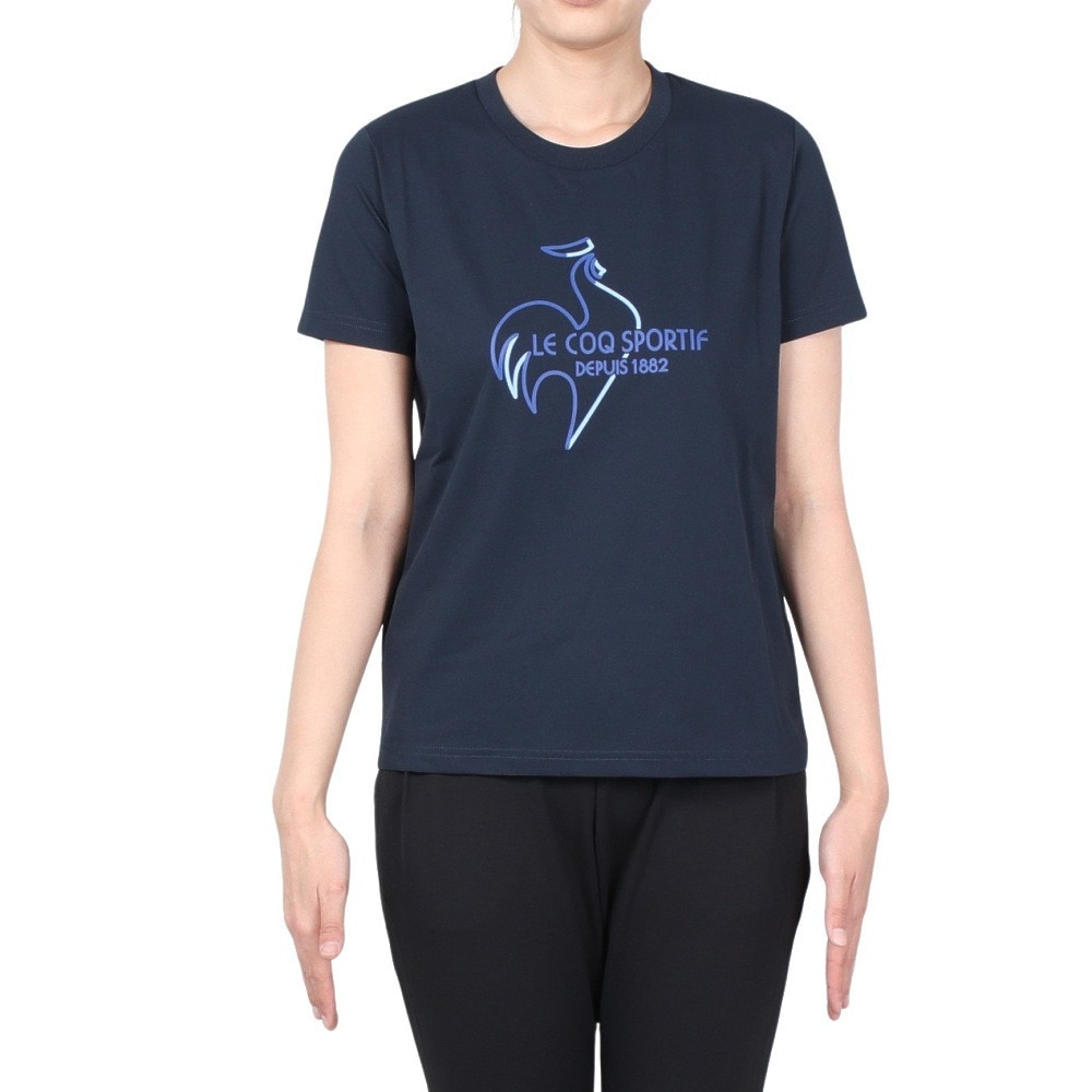 ルコックスポルティフ（lecoqsportif）（レディース）ヘランカサンスクリーン 半袖Tシャツ QMWXJA01 NV