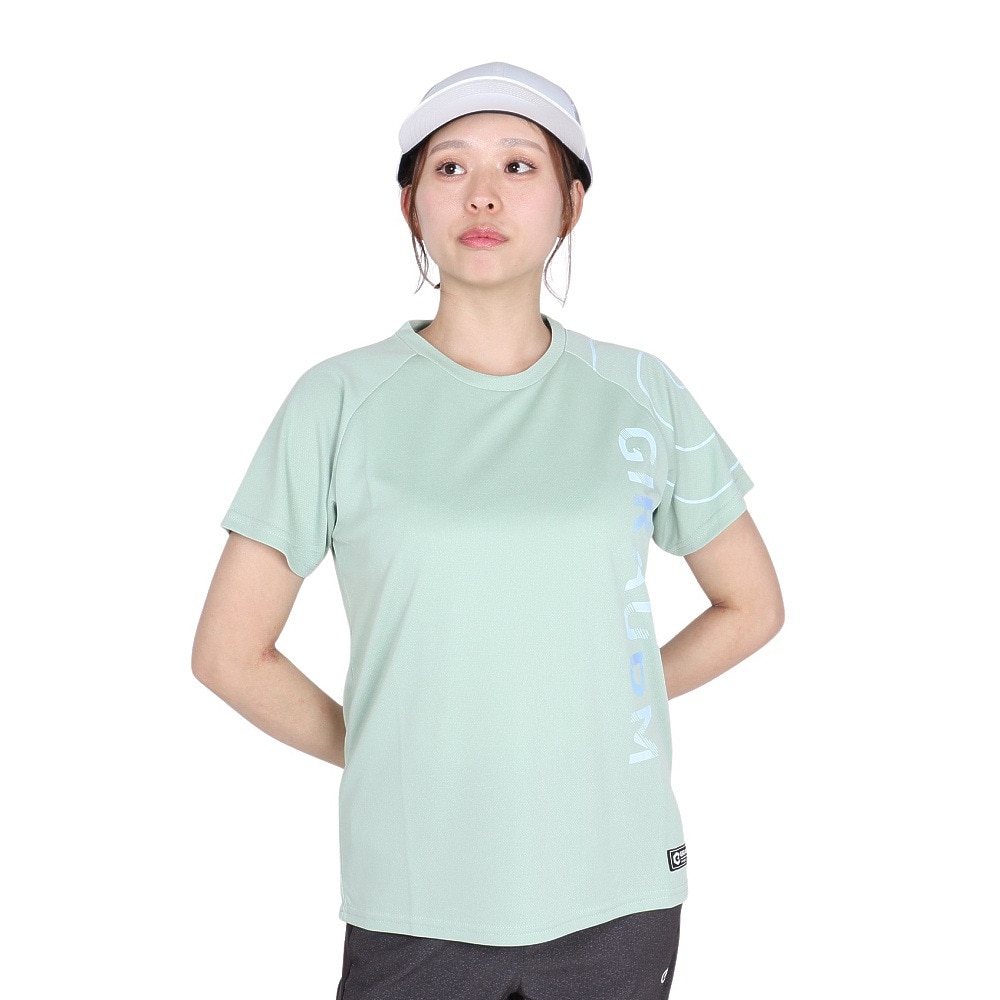 ジローム（GIRAUDM）（レディース）ドライプラス プリント メッシュ 半袖Tシャツ CT5S0031-TR864-GRCD GRN