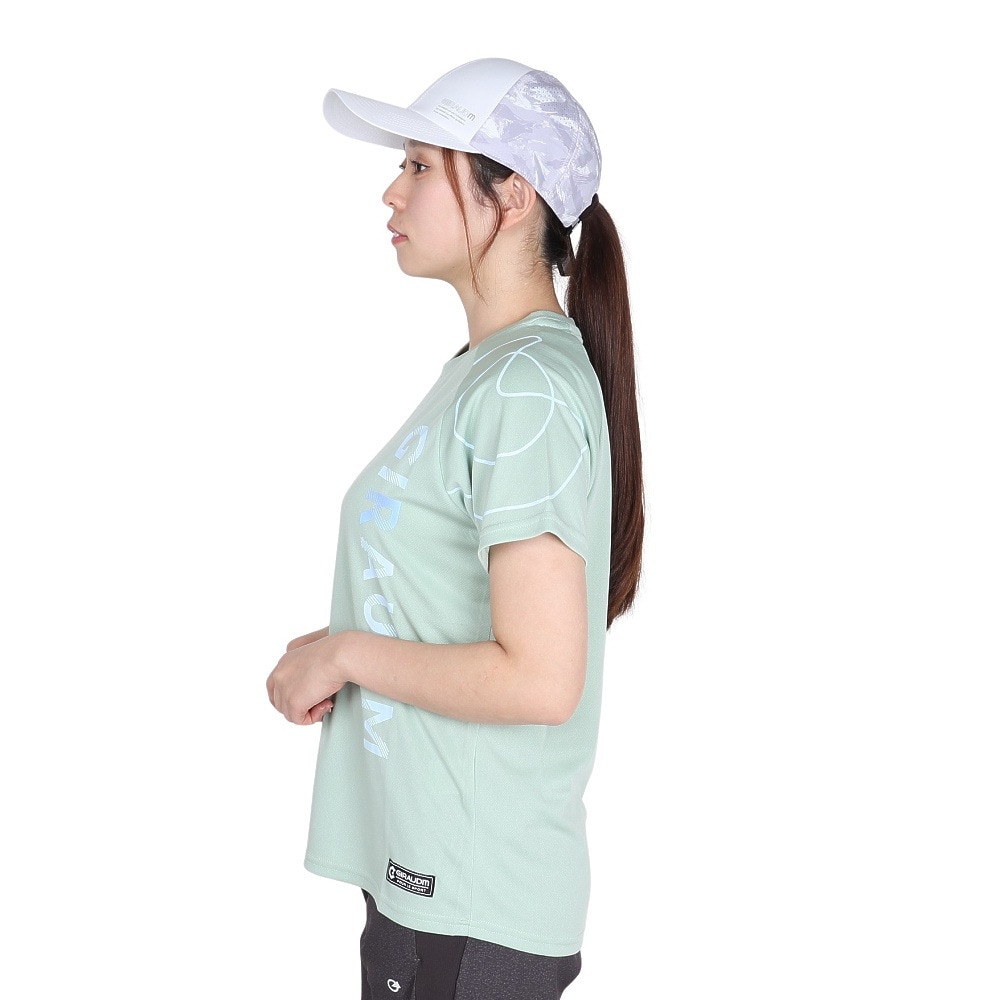 ジローム（GIRAUDM）（レディース）ドライプラス プリント メッシュ 半袖Tシャツ CT5S0031-TR864-GRCD GRN