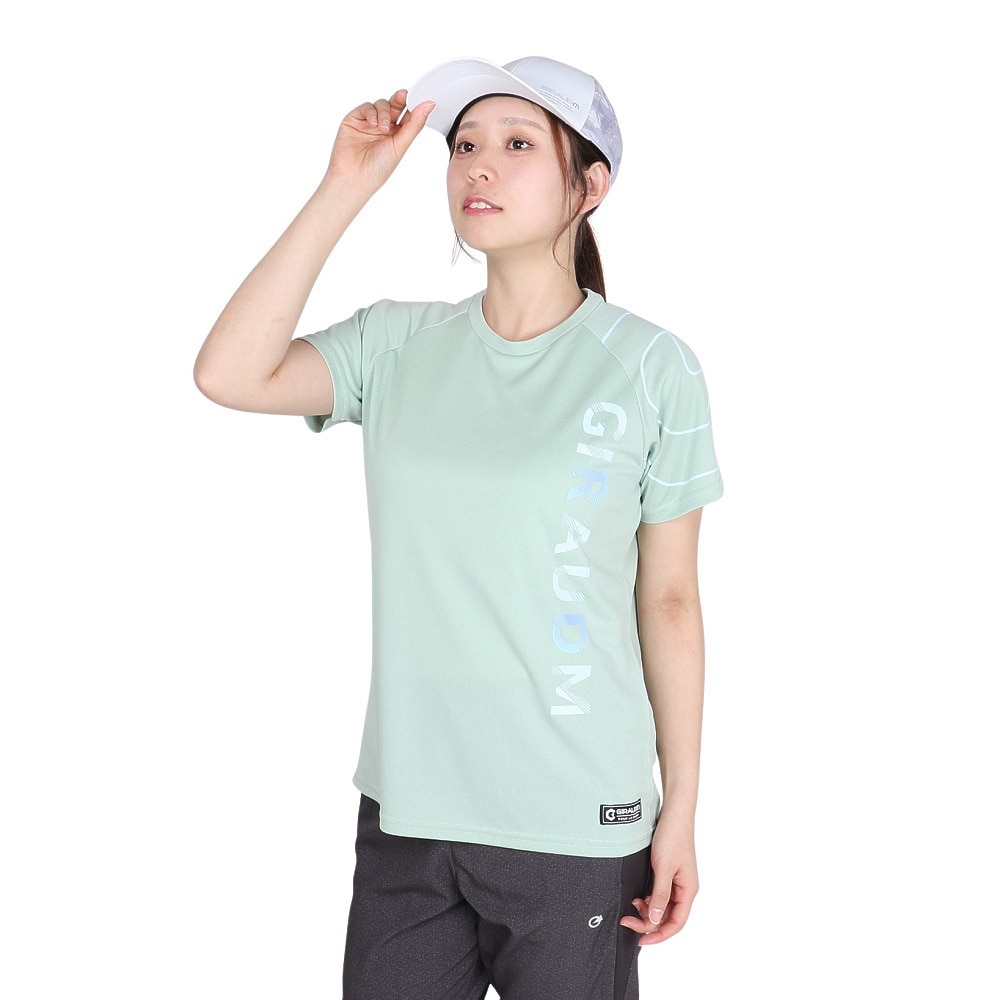 ジローム（GIRAUDM）（レディース）ドライプラス プリント メッシュ 半袖Tシャツ CT5S0031-TR864-GRCD GRN