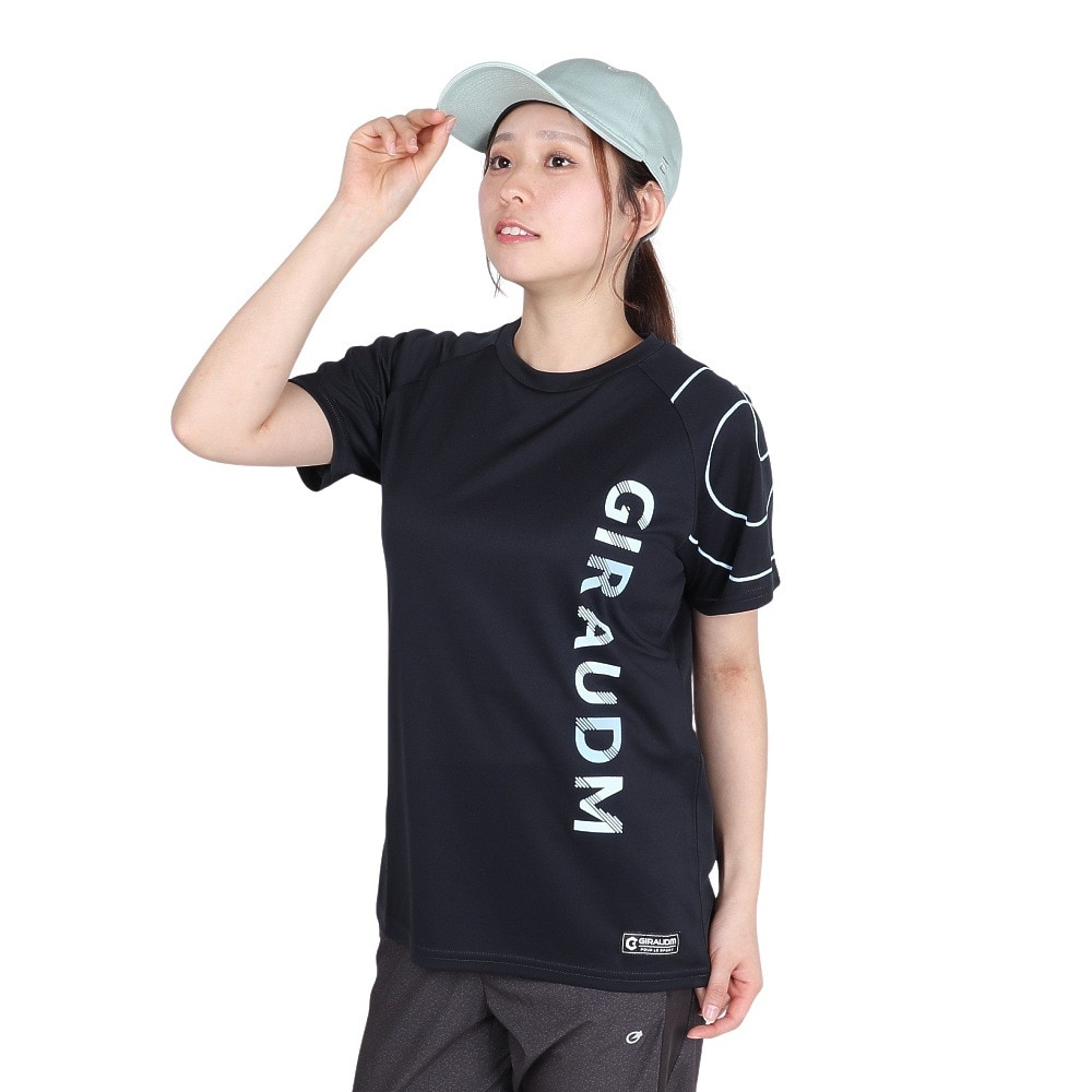 ジローム（GIRAUDM）（レディース）ドライプラス プリント メッシュ 半袖Tシャツ CT5S0031-TR864-GRCD NVY