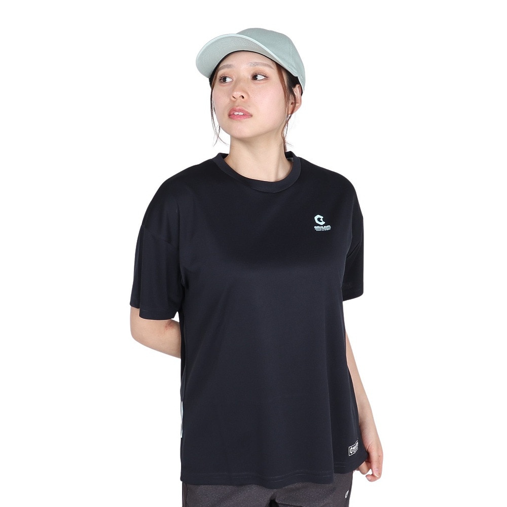 ジローム（GIRAUDM）（レディース）ドライプラス プリント メッシュ 半袖Tシャツ CT5S0033-TR864-GRCD NVY