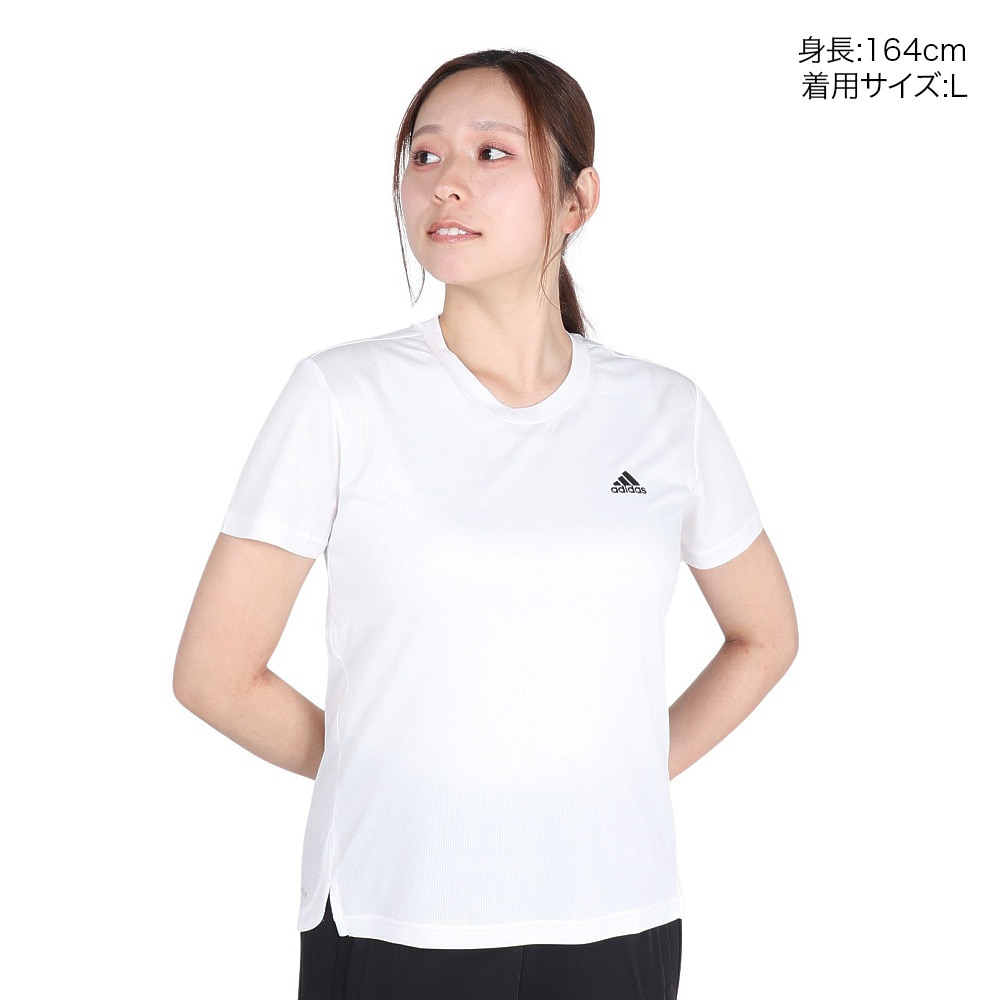 アディダス（adidas）（レディース）AEROREADY デザインド トゥ ムーブ 3ストライプス スポーツ半袖Tシャツ 28838-GL3812