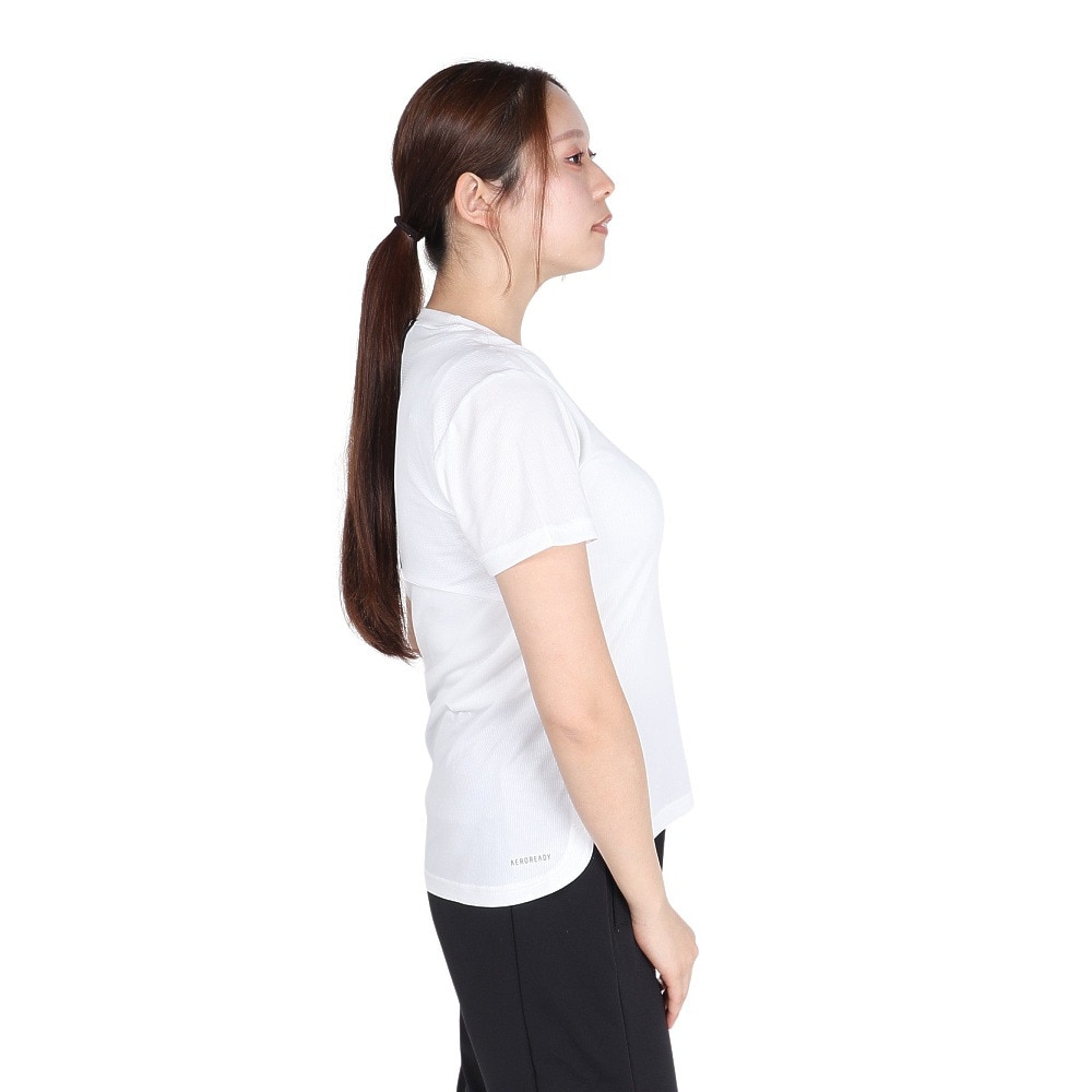 アディダス（adidas）（レディース）AEROREADY デザインド トゥ ムーブ 3ストライプス スポーツ半袖Tシャツ 28838-GL3812