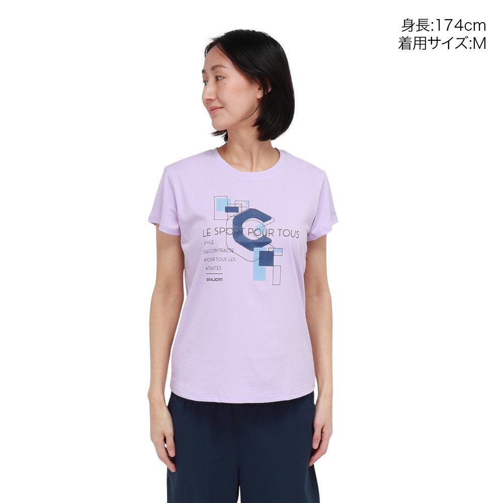 ジローム（GIRAUDM）（レディース）ドライプラスクール シャインブロックUV GEOGRACE 半袖Tシャツ CT6S0027-TR864-GRSD LAV