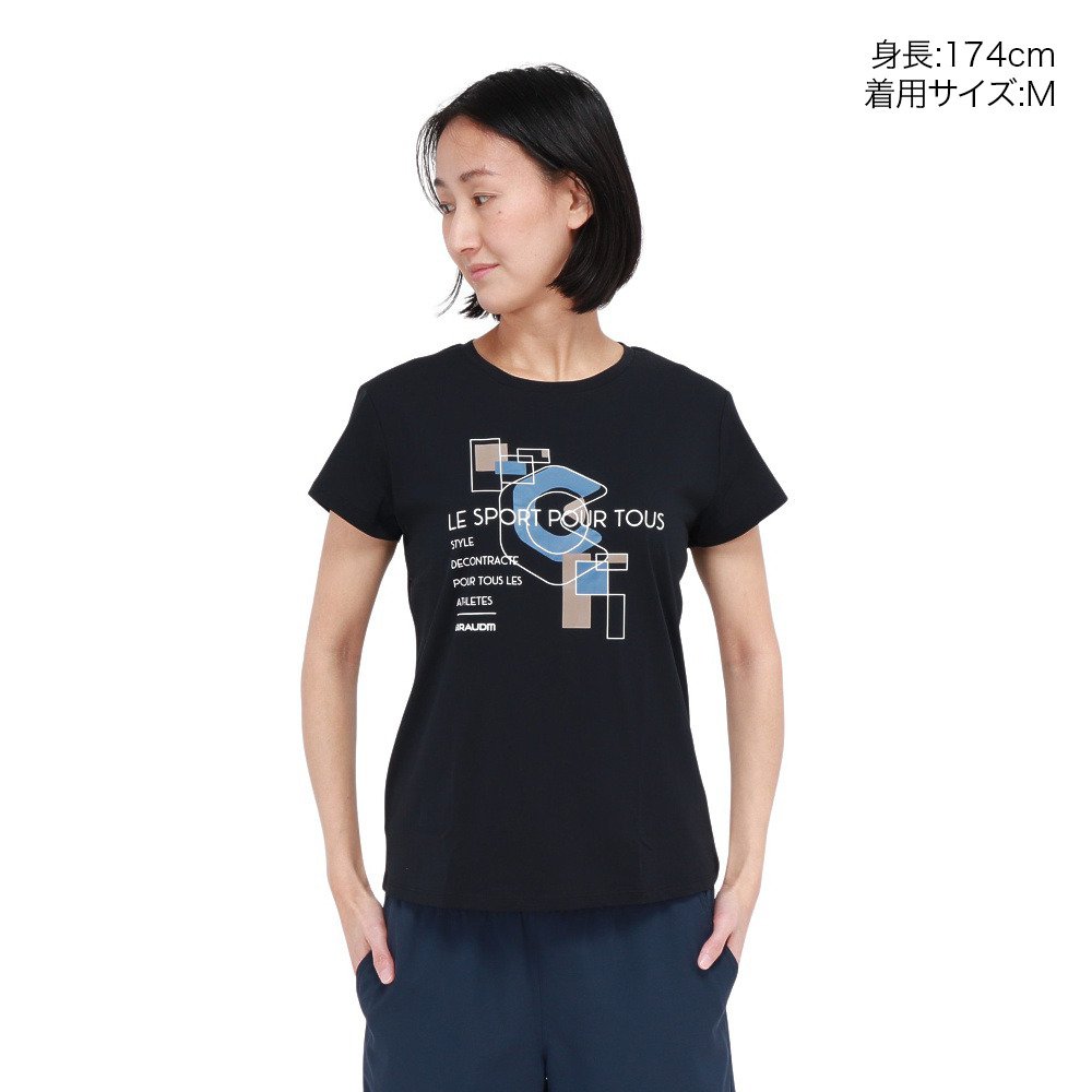 ジローム（GIRAUDM）（レディース）ドライプラスクール シャインブロックUV GEOGRACE 半袖Tシャツ CT6S0027-TR864-GRSD NVY