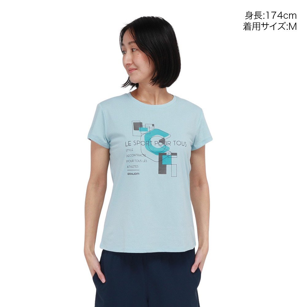ジローム（GIRAUDM）（レディース）ドライプラスクール シャインブロックUV GEOGRACE 半袖Tシャツ CT6S0027-TR864-GRSD SAX