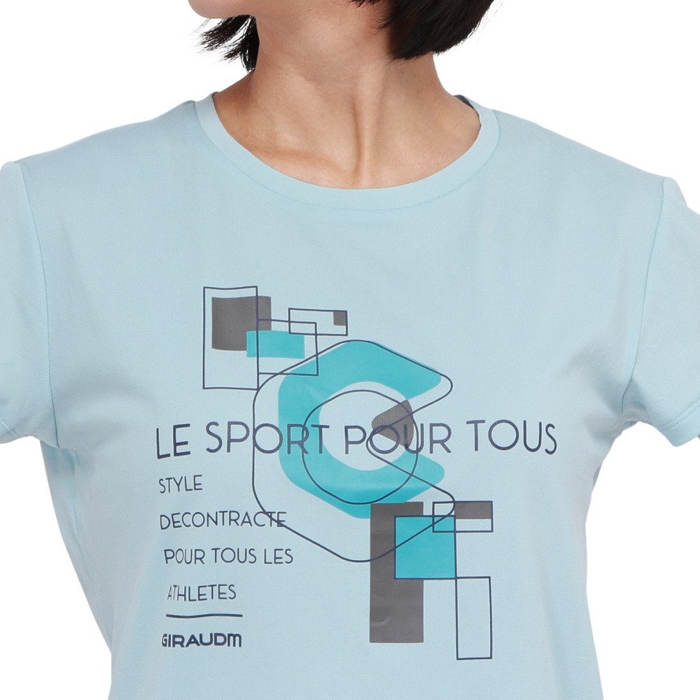ジローム（GIRAUDM）（レディース）ドライプラスクール シャインブロックUV GEOGRACE 半袖Tシャツ CT6S0027-TR864-GRSD SAX