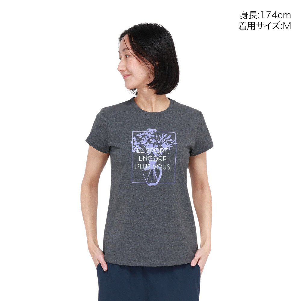 ジローム（GIRAUDM）（レディース）ドライプラス シャインブロック フローラル 半袖Tシャツ CT6S0031-TR864-GRSD CGRY