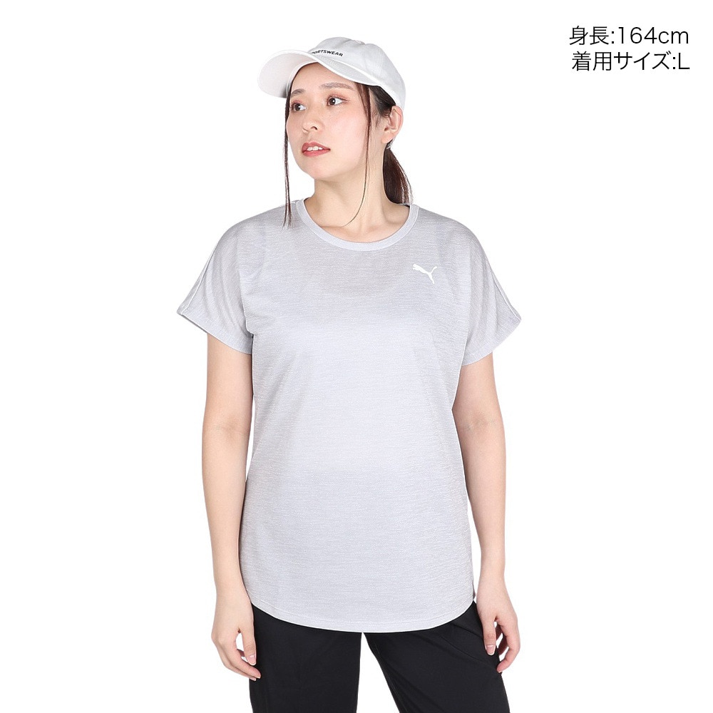プーマ（PUMA）（レディース）アクティブ メッシュ ヘザー 半袖 Tシャツ 680746 04 LGRY
