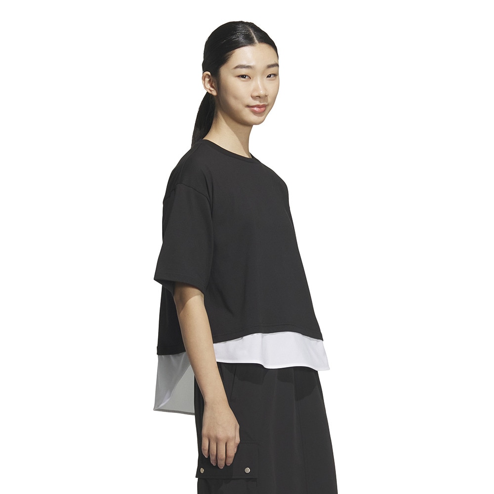 アディダス（adidas）（レディース）レイヤード ルーズフィット半袖コットンTシャツ WU734-KA1018