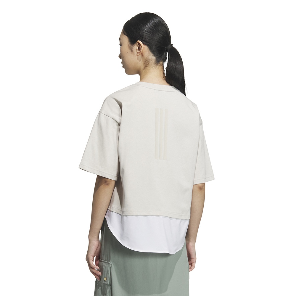 アディダス（adidas）（レディース）レイヤード ルーズフィット半袖コットンTシャツ WU734-KA1019