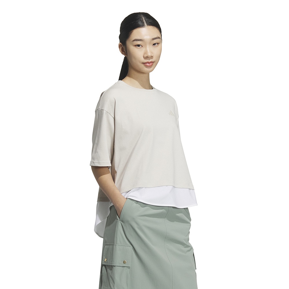 アディダス（adidas）（レディース）レイヤード ルーズフィット半袖コットンTシャツ WU734-KA1019