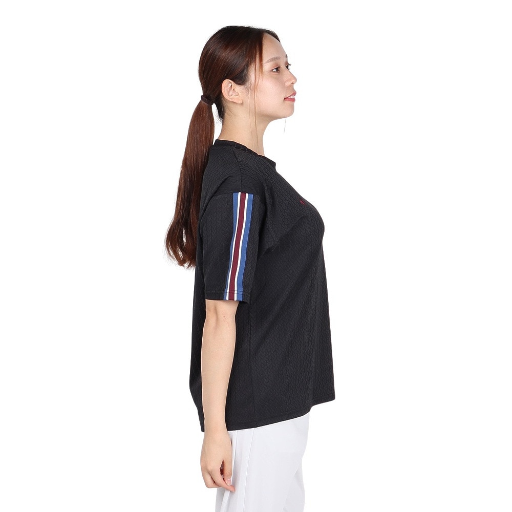 ルコックスポルティフ（lecoqsportif）（レディース）ジャガード半袖ポロシャツ LU5FHT00L BK00