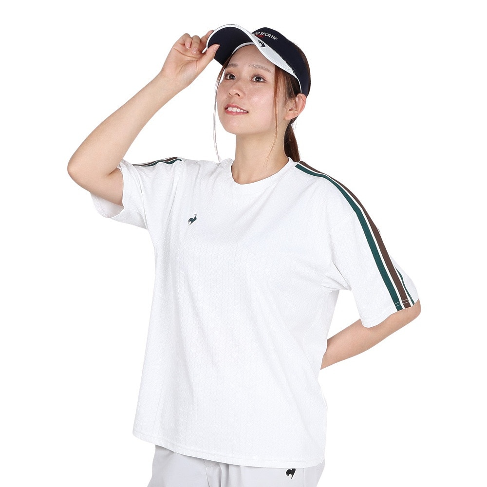 ルコックスポルティフ（lecoqsportif）（レディース）ジャガード半袖Tシャツ LU5FHT00L WH00