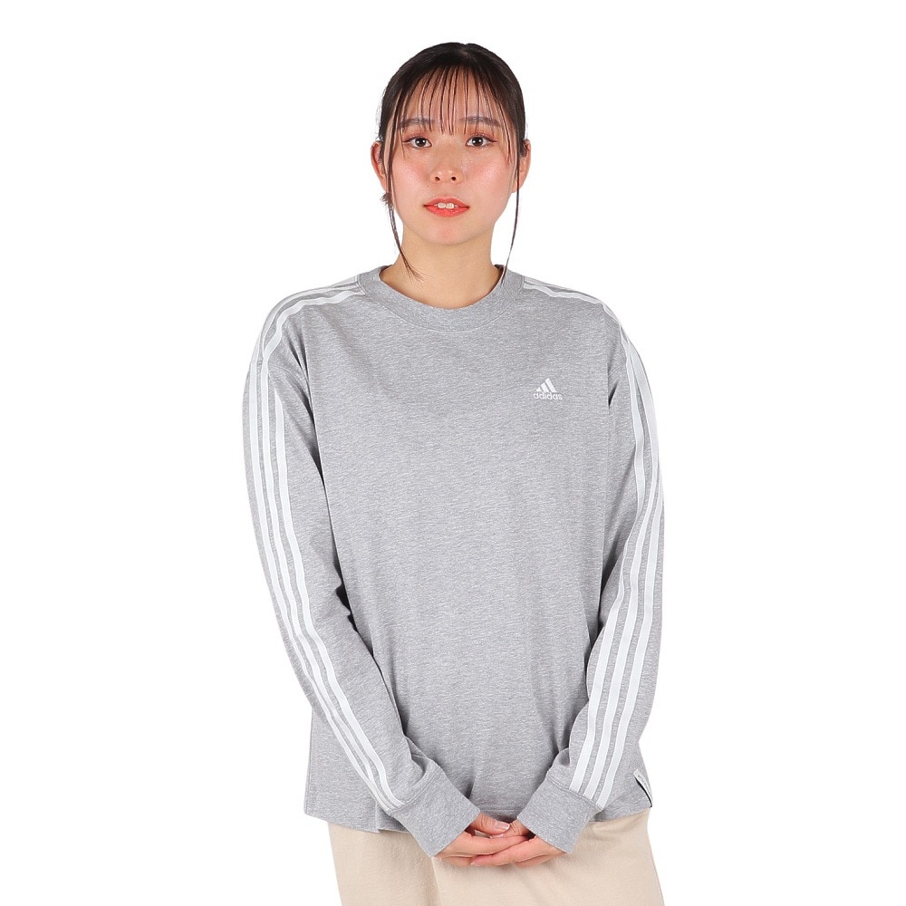 アディダス（adidas）（レディース）エッセンシャルズ プラス 3ストライプ 長袖Tシャツ KVF78-JF1389