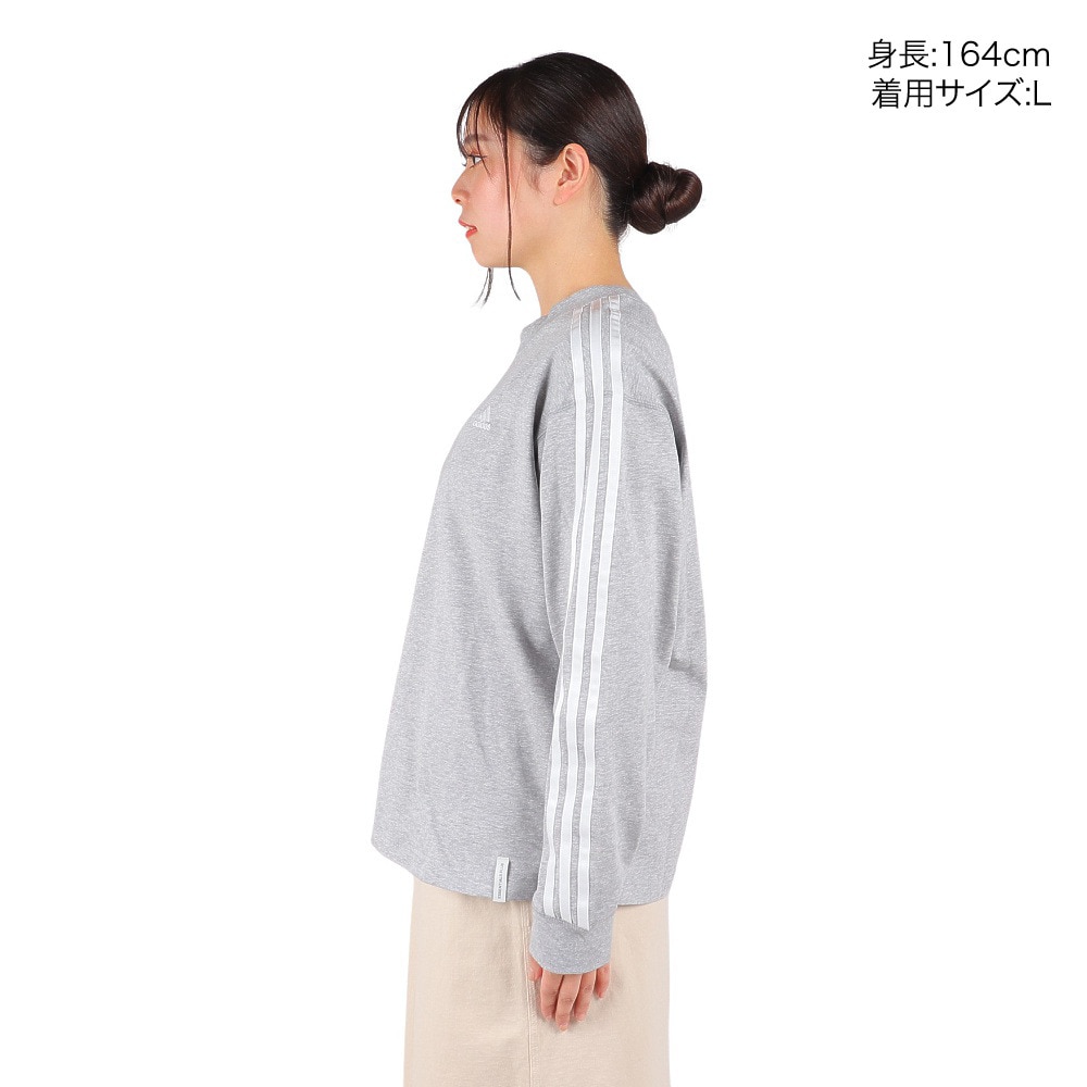 アディダス（adidas）（レディース）エッセンシャルズ プラス 3ストライプ 長袖Tシャツ KVF78-JF1389