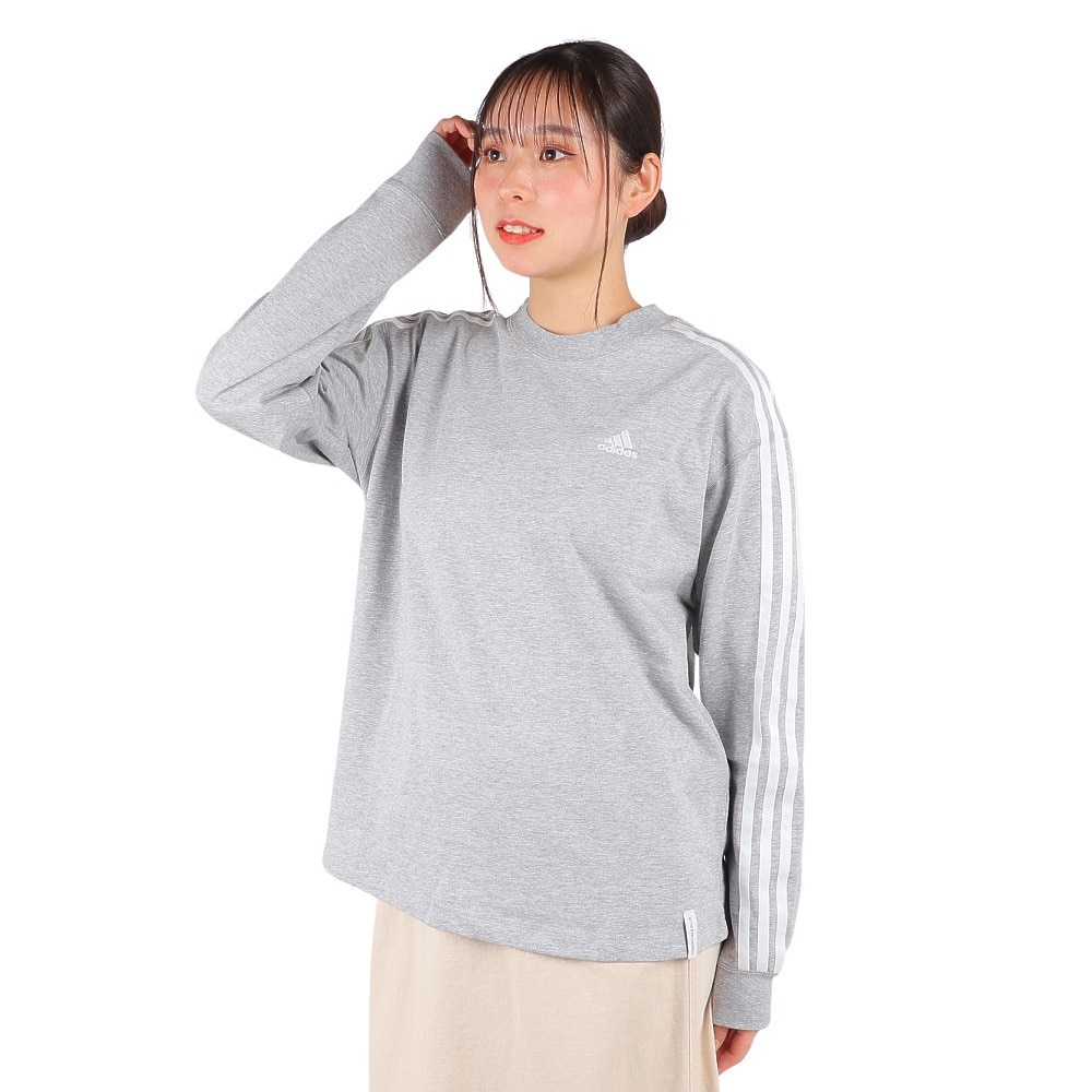 アディダス（adidas）（レディース）エッセンシャルズ プラス 3ストライプ 長袖Tシャツ KVF78-JF1389