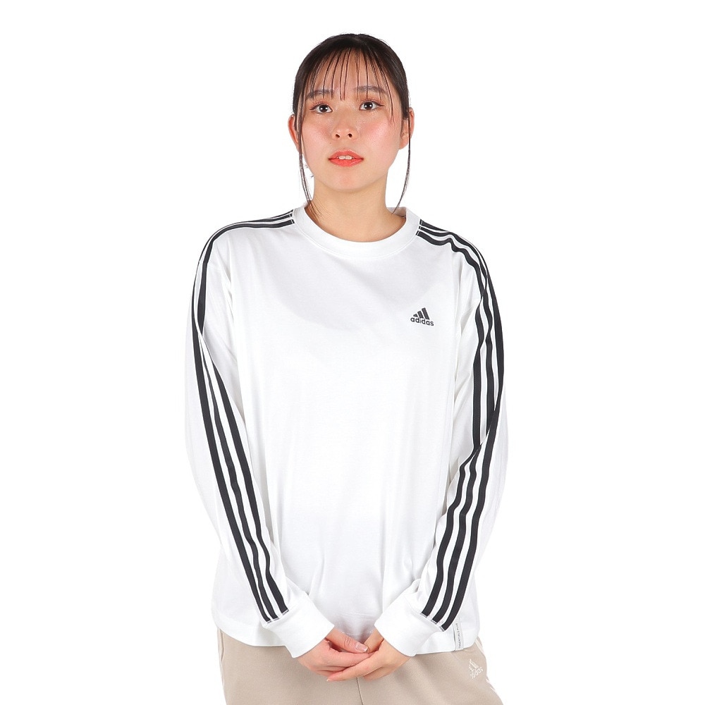 アディダス（adidas）（レディース）エッセンシャルズ プラス 3ストライプ Tシャツ 長袖 KVF78-JF1390 ロンT