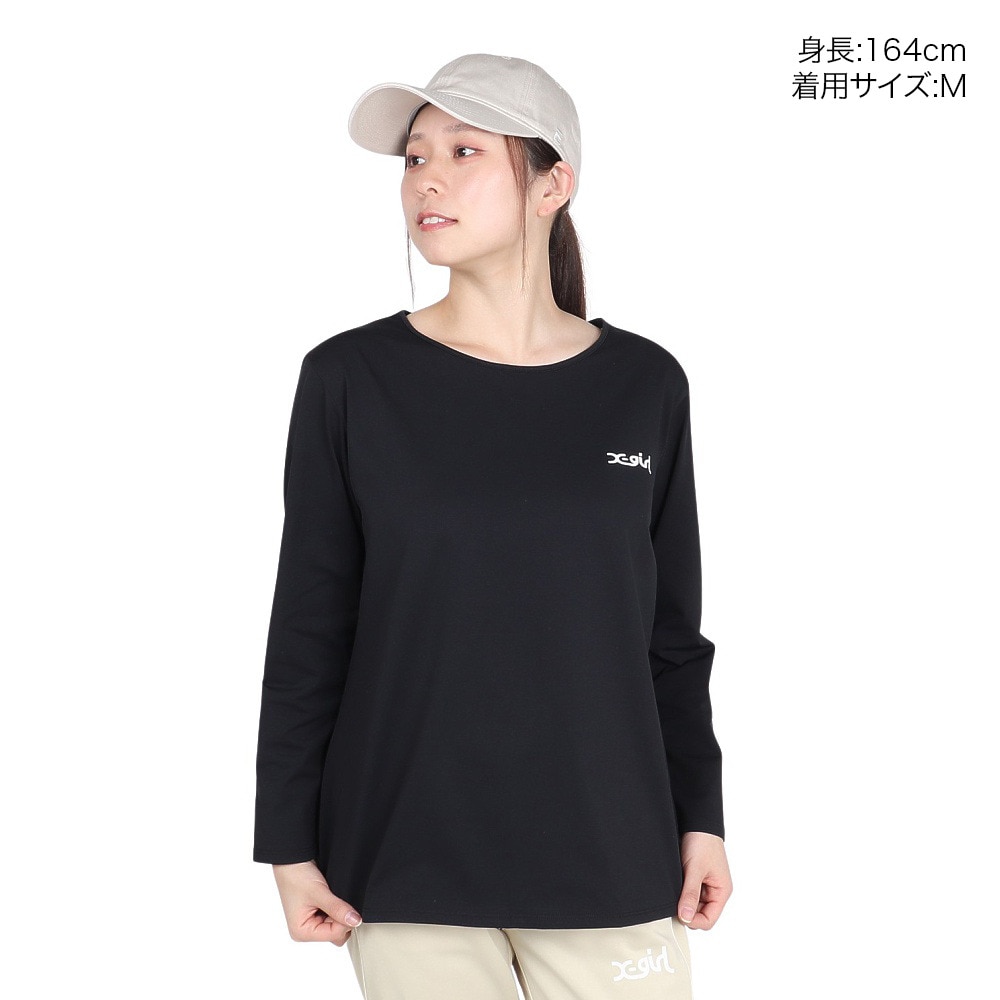 エックスガール（X-gir）（レディース）アスリート ロゴ 長袖Tシャツ 155251013005-BLACK