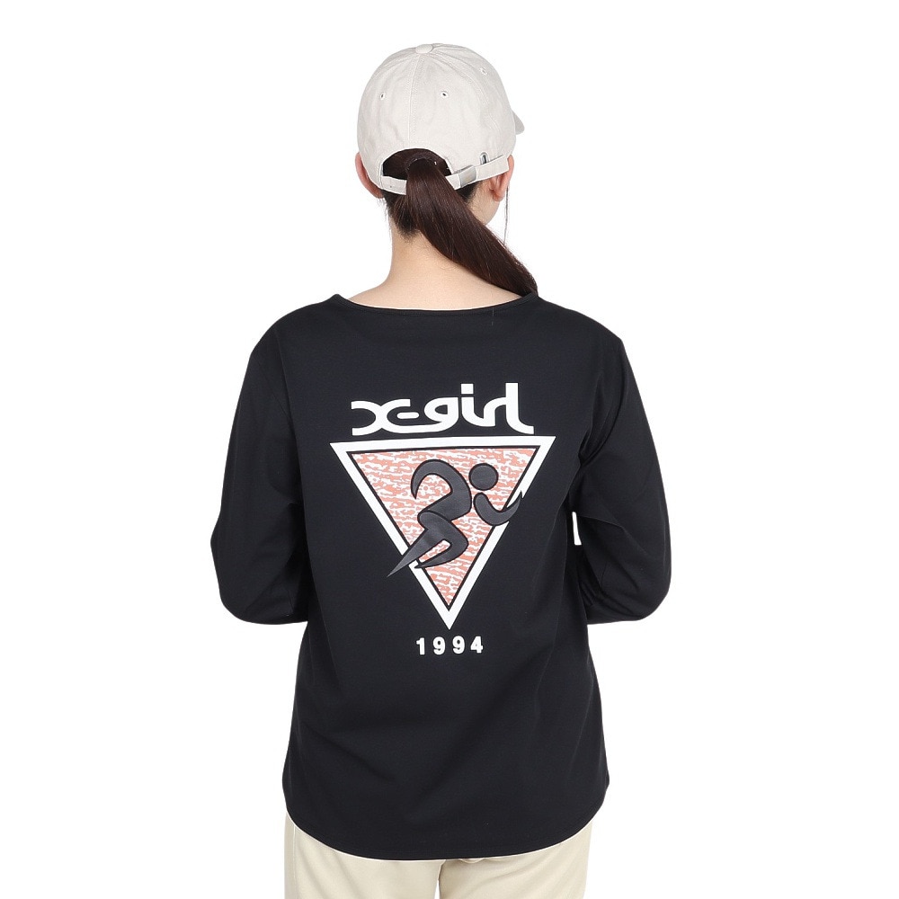 エックスガール（X-gir）（レディース）アスリート ロゴ 長袖Tシャツ 155251013005-BLACK