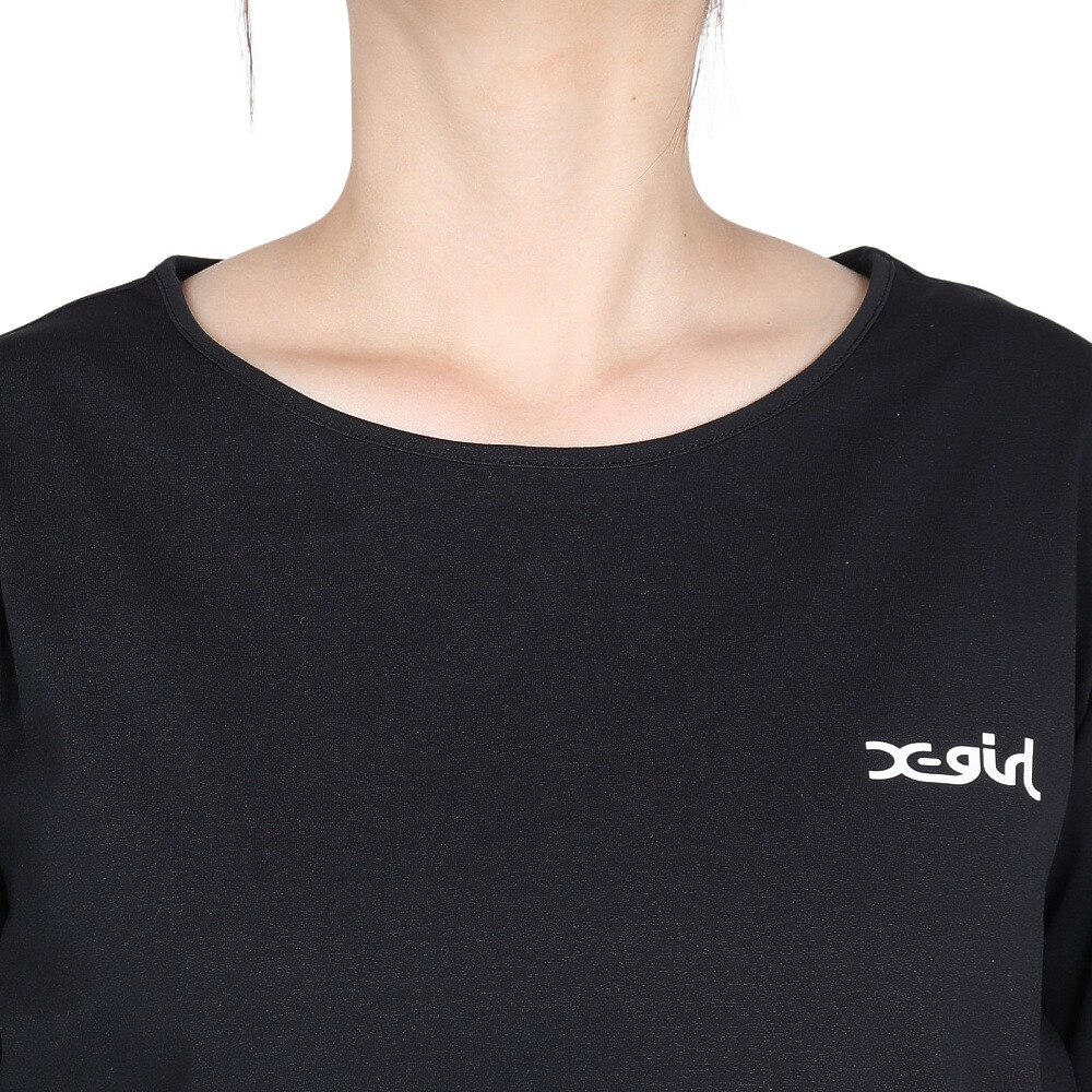 エックスガール（X-gir）（レディース）アスリート ロゴ 長袖Tシャツ 155251013005-BLACK