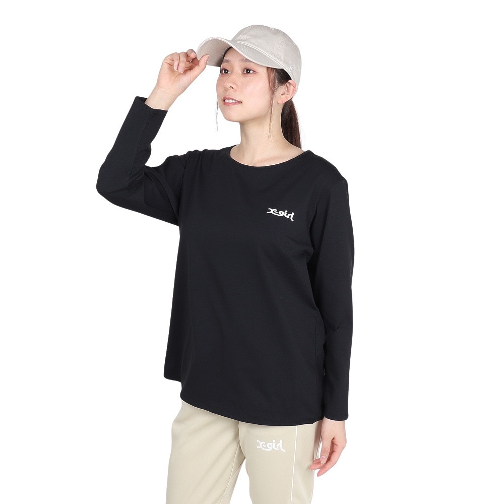 エックスガール（X-gir）（レディース）アスリート ロゴ 長袖Tシャツ 155251013005-BLACK