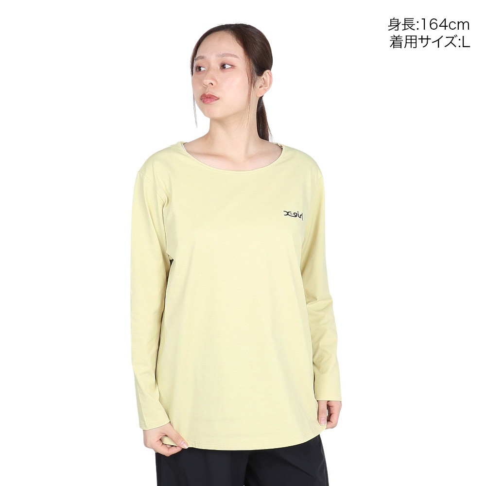 エックスガール（X-gir）（レディース）アスリート ロゴ 長袖Tシャツ 155251013005-LT YELLOW