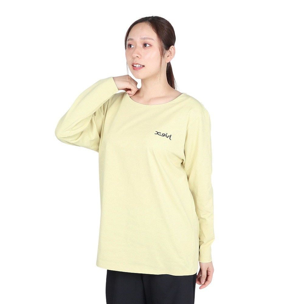 エックスガール（X-gir）（レディース）アスリート ロゴ 長袖Tシャツ 155251013005-LT YELLOW